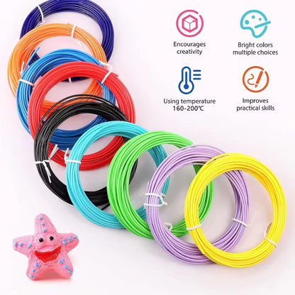 3D Pen Filament Pack with colorful eco-friendly PLA filament for kids' creativity