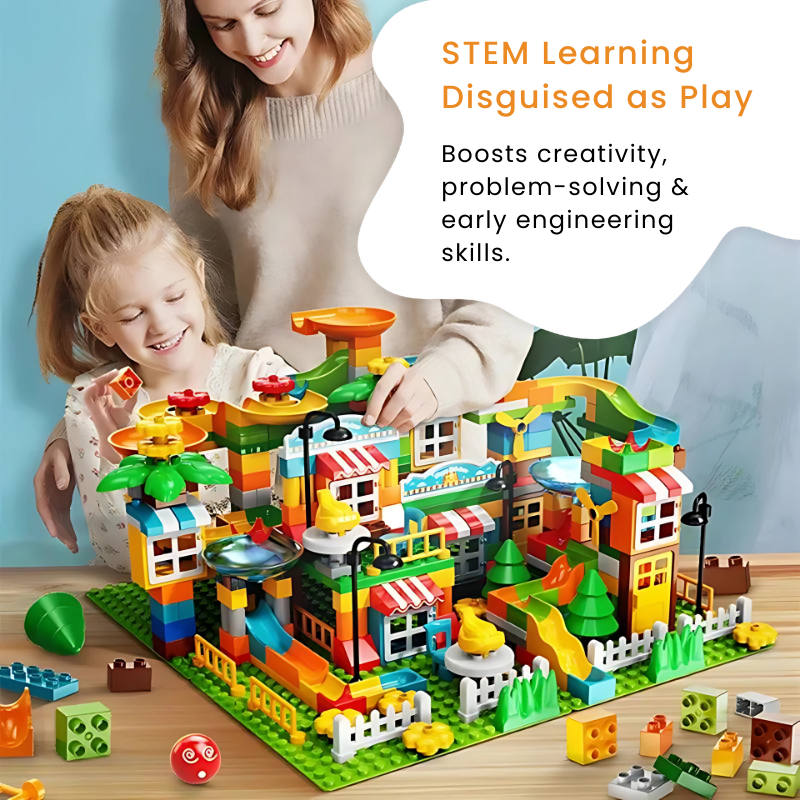 Marble Run Toy Set for Kids - Duplo-Compatible Blocks STEM Learning Disguised