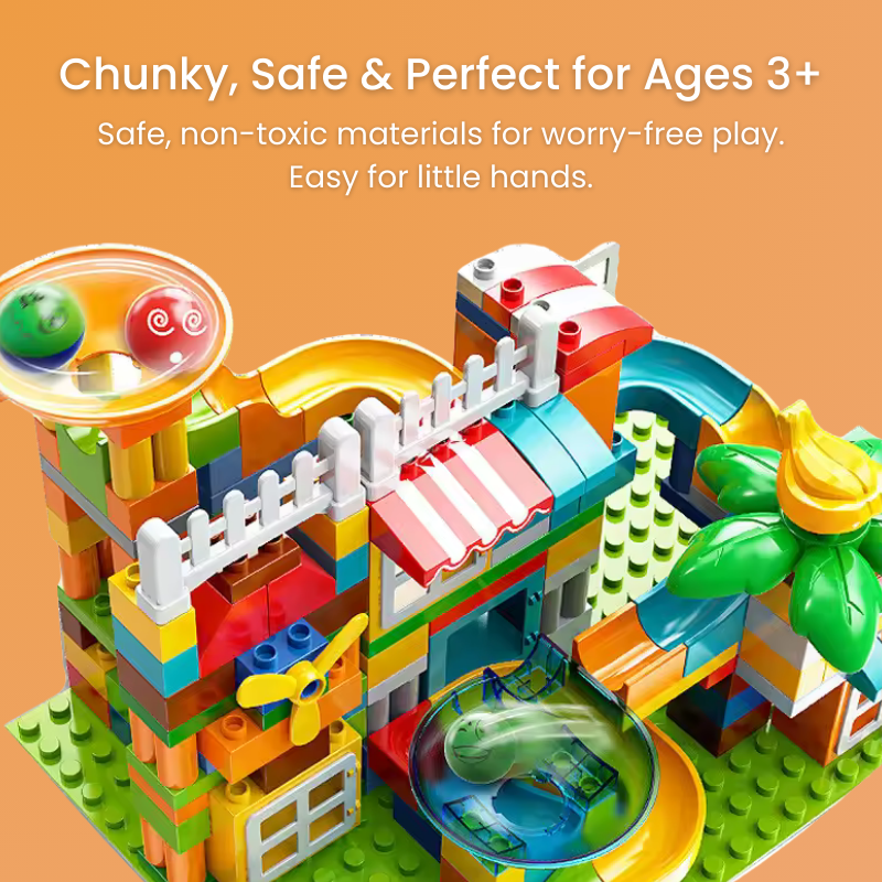 Marble Run Toy Set for Kids - Duplo-Compatible Blocks 3+