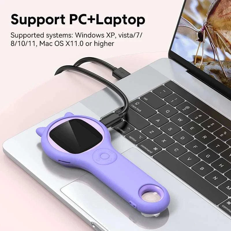 Digital Mini Microscope for Kids – Handheld Video Recording Microscope Computer